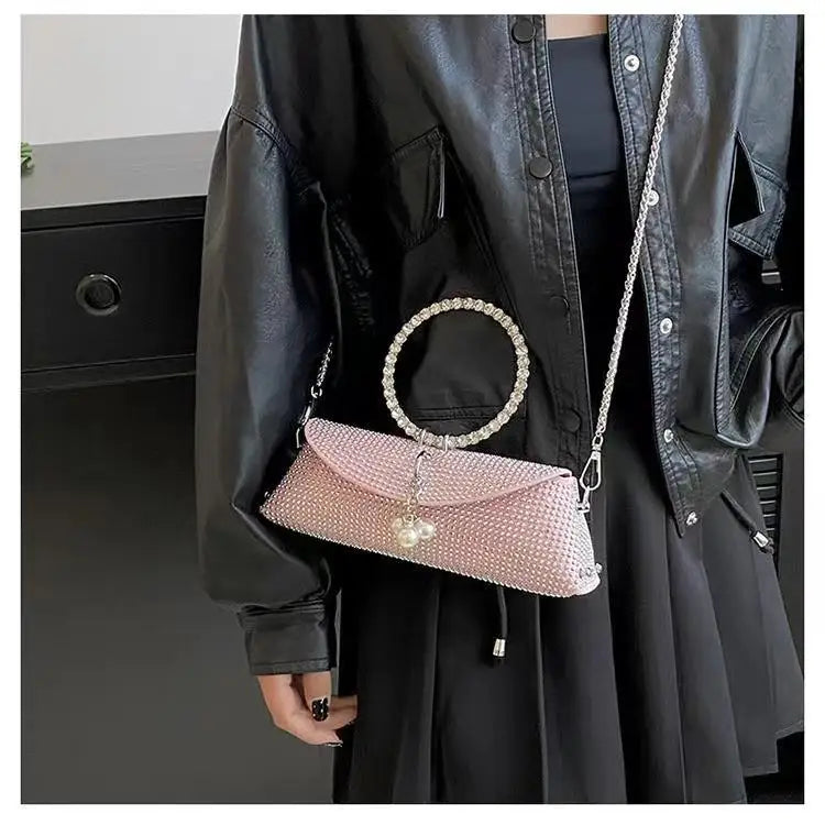 Rhinestone Diamond Womans Handbag Bling Evening Sparkly Square Clutch Purse