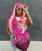 Plush Womans Handbag Heart Faux Fur Shoulder Bag Hand bag Love Tote Bag