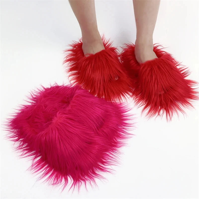 Fashion cotton Open toe slippers Woman Trending Furry Style Shoes