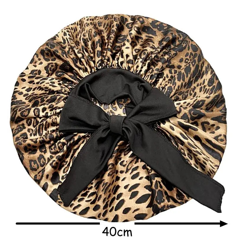 Womans 1 Pcs Sleeping Night Cap Bonnet Satin Adjustable Long Bow Tie Protective Headwear