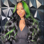 Highlight Green Body Wave Human Hair Lace front HD Frontal Remy Hair Wig