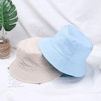 Childrens Summer  Bucket Hat Fisherman’s Cap Sun Protection Solid Color Breathable Cap