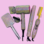 Rhinestone 4Pcs Set Hair Tools Bedazzled Blow Dryer Hot Comb Flat Iron Brush Crystal Hair Styling Tools