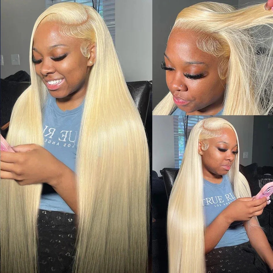 🔥 Straight Human Hair 613 Blond wig HD Lace 13x4 13x6 Closure Density Wig