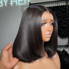 Natural Straight Bob Human Hair Transparent Wig 180% 220% Density Lace Front Wig