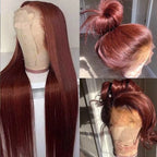 Reddish Brown Straight Human Hair Wig 13x4 13x6 Glueless HD Lace Frontal Colored Wig