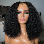 Deep Wave Natural Short Bob 13x4 180% Density Human Black Hair Lace Front Curly Wig Unit