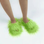 Fashion cotton Open toe slippers Woman Trending Furry Style Shoes