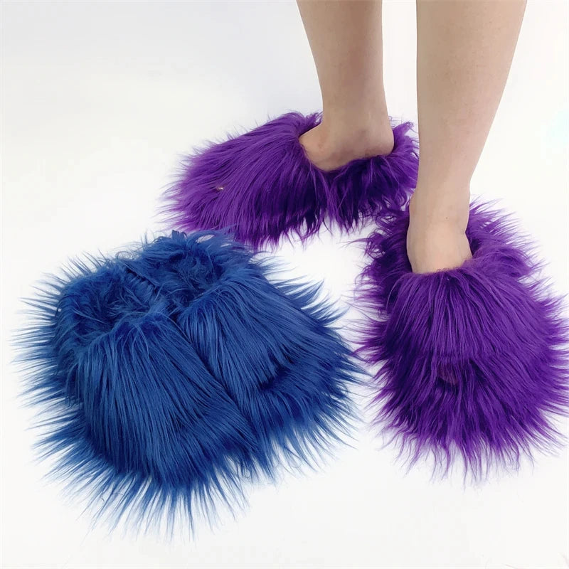 Fashion cotton Open toe slippers Woman Trending Furry Style Shoes