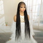 36 Inch Full Lace Fulani Box Braid Synthetic Lace Front Pre Styled Braided Wig
