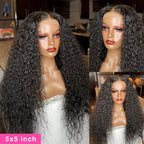 🔥Water Wave Black 13x4 13x6 5x5 HD Lace wig Human Hair 180% Density Curly Wig For Women