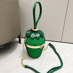 Cute Straberry Rhinestone Womans Clutch Purse Bucket Shoulder Bag