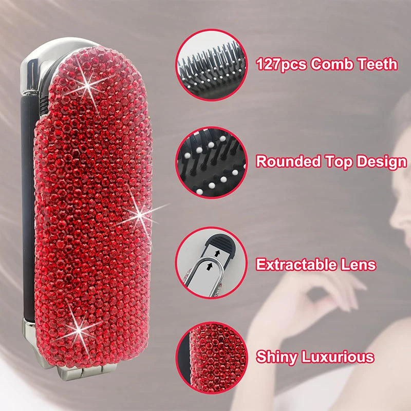 Travel Size Rhinestone Portable Comb Mirror Combo Bling Travel Pocket Styling Tool