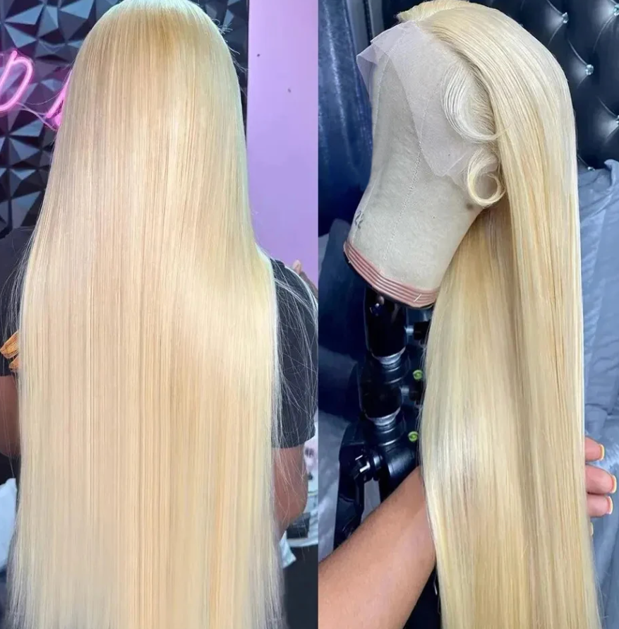 🔥 Straight Human Hair 613 Blond wig HD Lace 13x4 13x6 Closure Density Wig