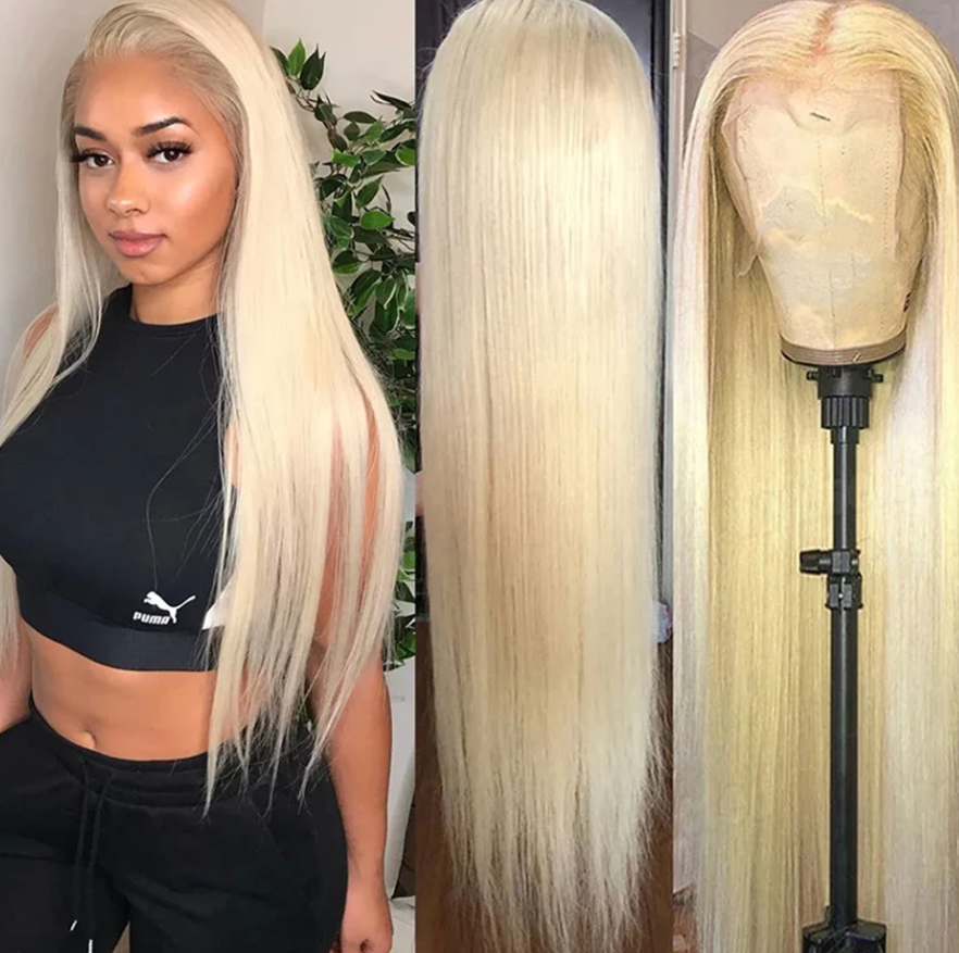 🔥 Straight Human Hair 613 Blond wig HD Lace 13x4 13x6 Closure Density Wig