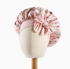 kids Flower Bonnet With Bow Tie For kids Curly Hair Silky Girls Head Cap