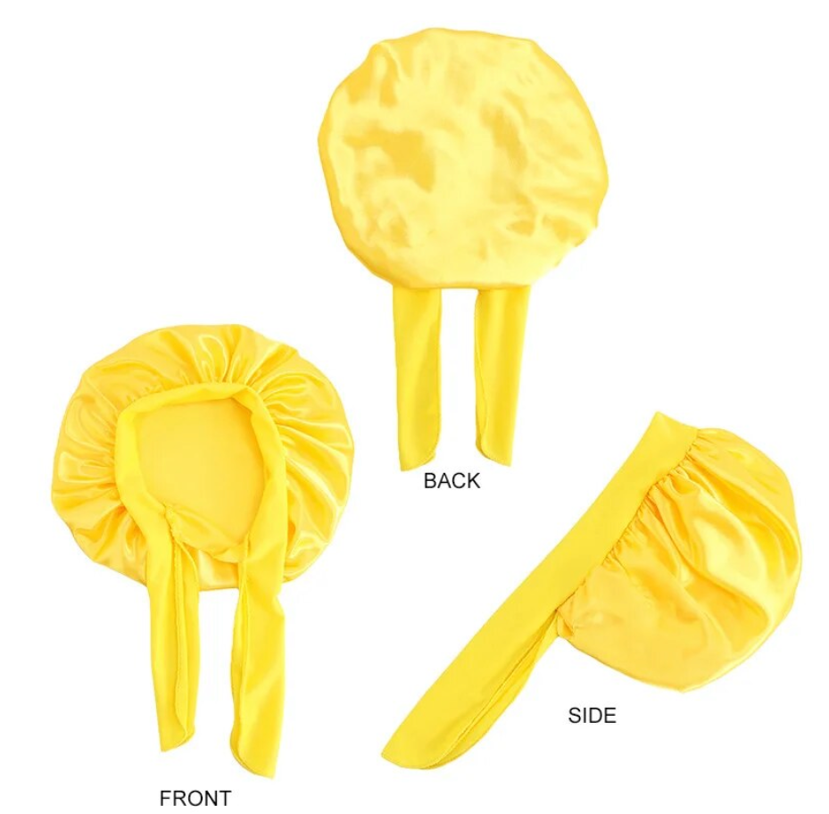 Solid color Satin Baby Bonnet Silk Cap With Band Tie Baby Sleeping Bonnet