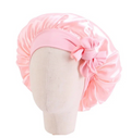 Solid color Satin Baby Bonnet Silk Cap With Band Tie Baby Sleeping Bonnet