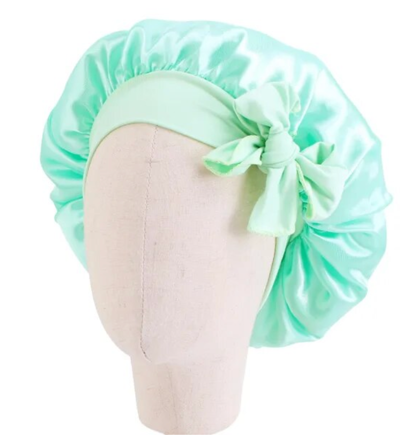 Solid color Satin Baby Bonnet Silk Cap With Band Tie Baby Sleeping Bonnet