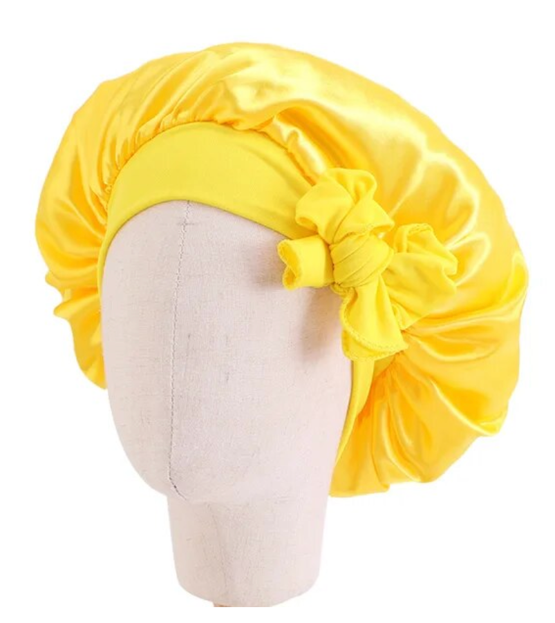 Solid color Satin Baby Bonnet Silk Cap With Band Tie Baby Sleeping Bonnet