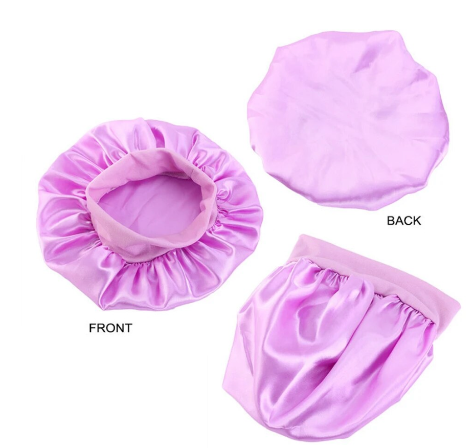 Kids Night Cap Satin Silky Bonnet Night Wrap Head Cover Curly Hair Kids