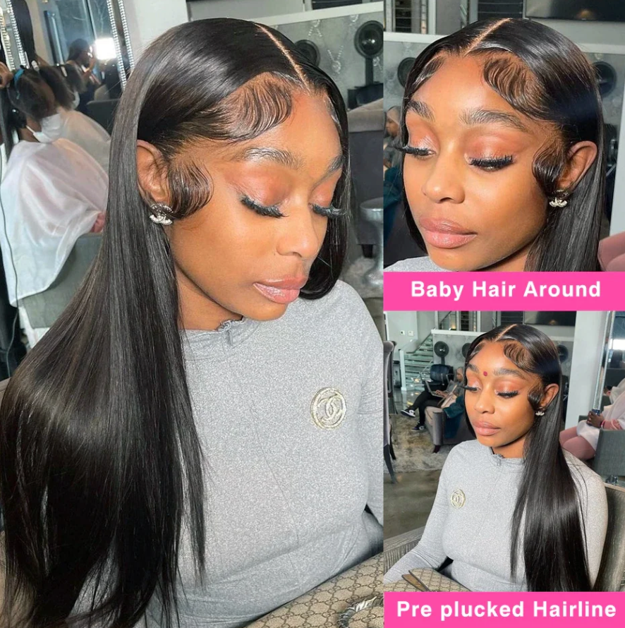 🔥Natural Black Brazilian Bone Straight HD Lace Front Human Hair Ready To Wear Glueless Wig