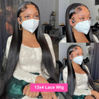 🔥Natural Black Brazilian Bone Straight HD Lace Front Human Hair Ready To Wear Glueless Wig