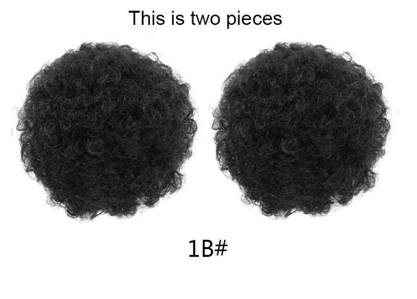 4 Inch Kinky Curly Natural Hair Kids Puff Hair Extension Drawstring 1B Ponytail