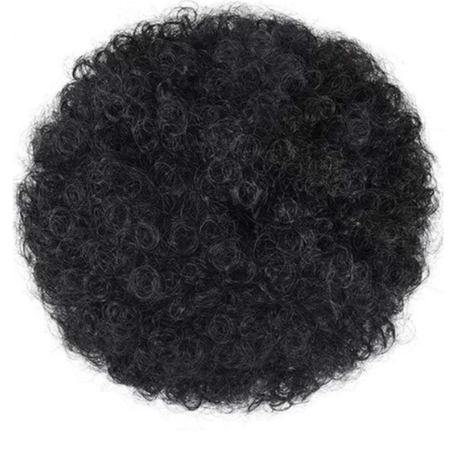 4 Inch Kinky Curly Natural Hair Kids Puff Hair Extension Drawstring 1B Ponytail
