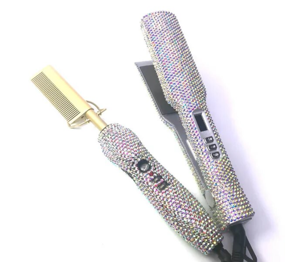 2pcs Titanium Hot Comb and Flat Iron Set  W / S
