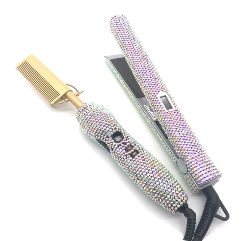 2pcs Titanium Hot Comb and Flat Iron Set  W / S