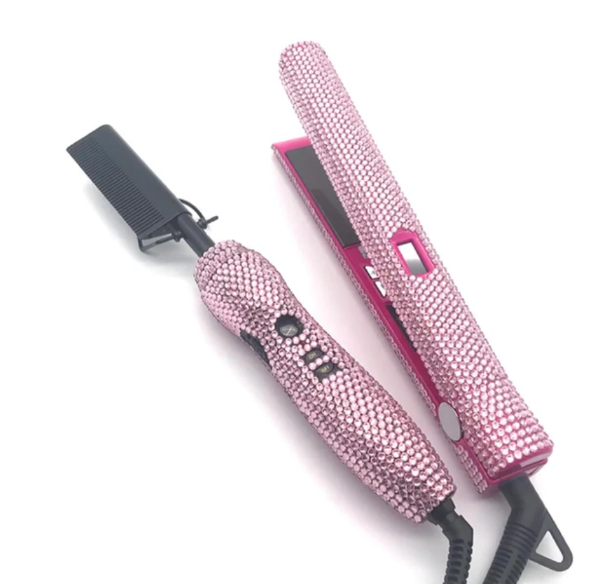 2pcs Titanium Hot Comb and Flat Iron Set  W / S