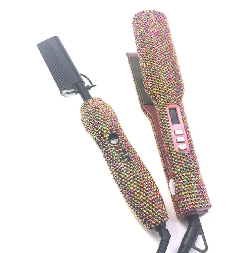 2pcs Titanium Hot Comb and Flat Iron Set  W / S