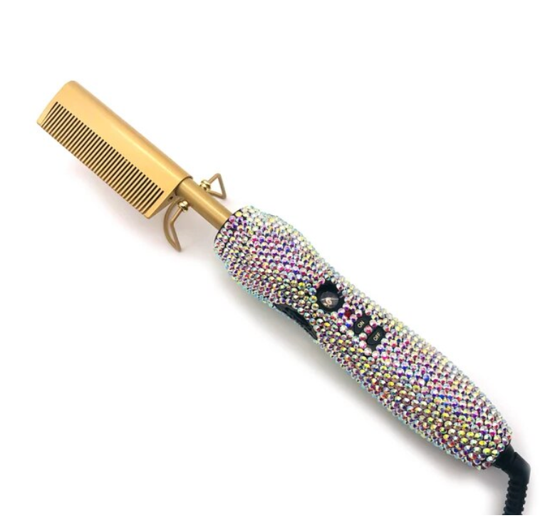 Rhinestone Hot Comb Hair Straightener Bedazzled Heat tool