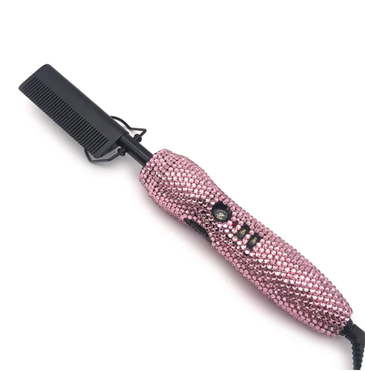 Rhinestone Hot Comb Hair Straightener Bedazzled Heat tool