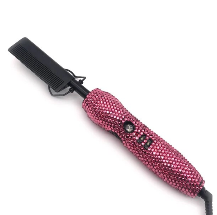 Rhinestone Hot Comb Hair Straightener Bedazzled Heat tool