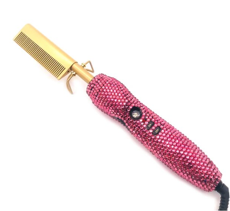 Rhinestone Hot Comb Hair Straightener Bedazzled Heat tool