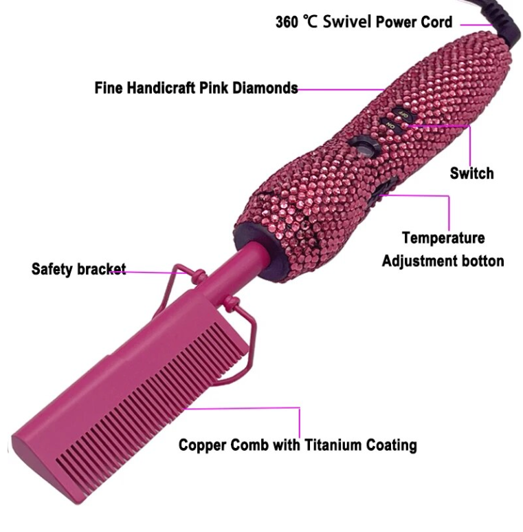 Rhinestone Hot Comb Hair Straightener Bedazzled Heat tool