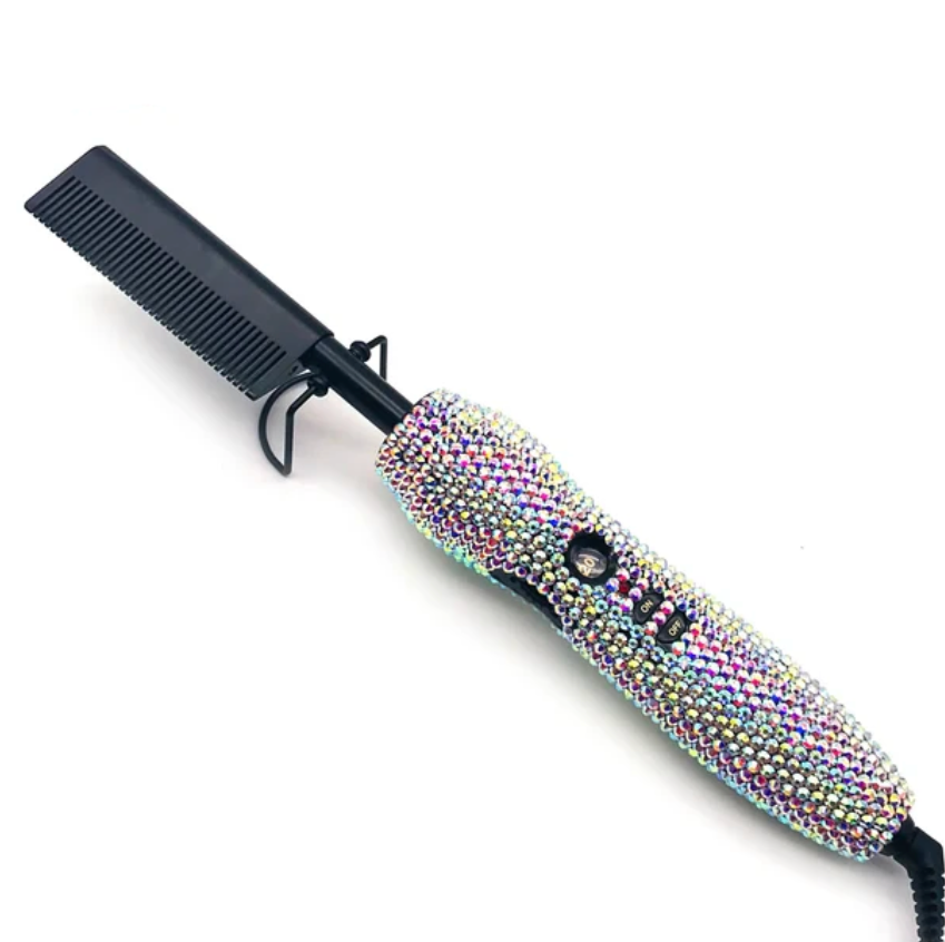 Rhinestone Hot Comb Hair Straightener Bedazzled Heat tool