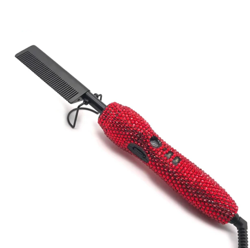 Rhinestone Hot Comb Hair Straightener Bedazzled Heat tool
