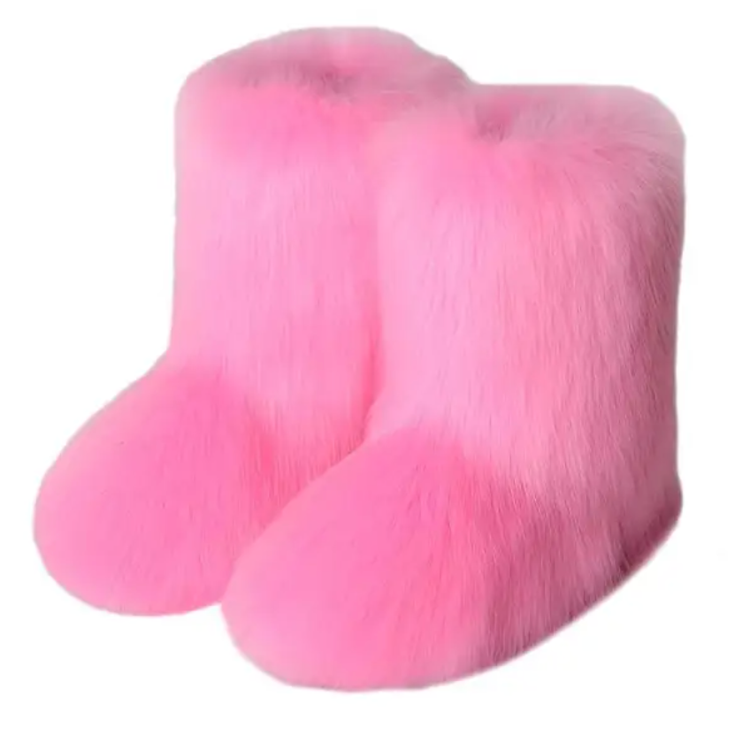 Fluffy Faux Fox Fur Boots For women Winter Women Shoes Fashion Footwear