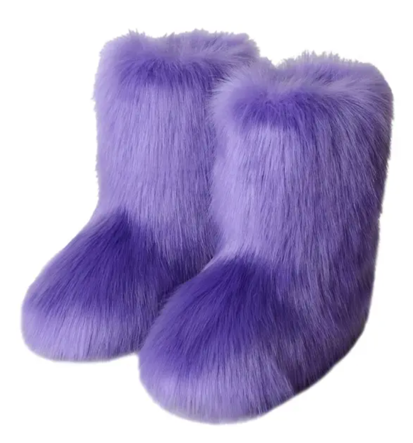 Fluffy Faux Fox Fur Boots For women Winter Women Shoes Fashion Footwear
