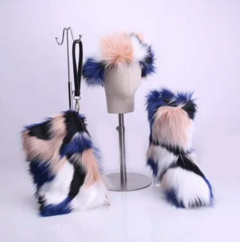 Childrens 3pcs Faux Fur Boots/ HeadBand / Fur Purse Winter Girly Fashion Accessories