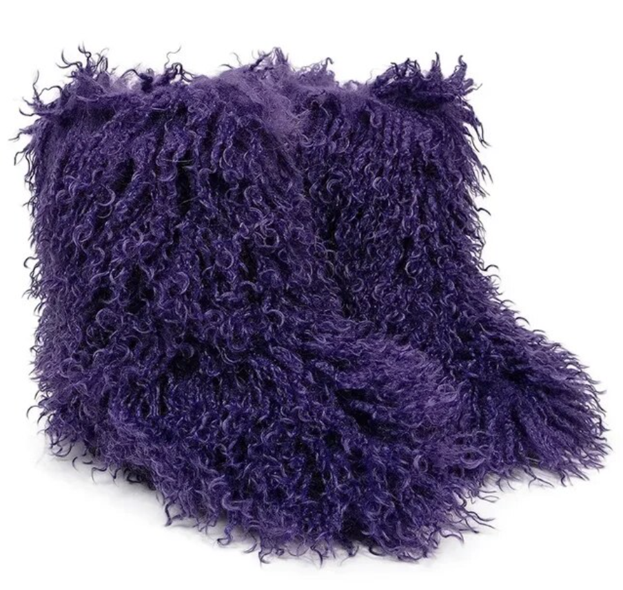 Woman Fur Boots Fluffy Faux Teddy Bear Plush Ladies Boots