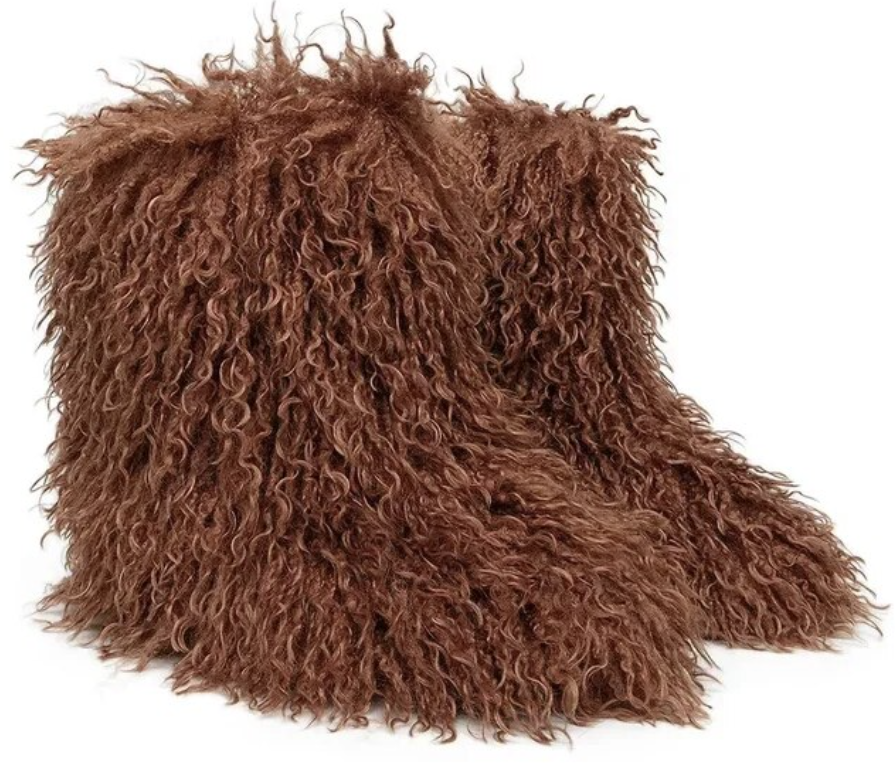 Woman Fur Boots Fluffy Faux Teddy Bear Plush Ladies Boots