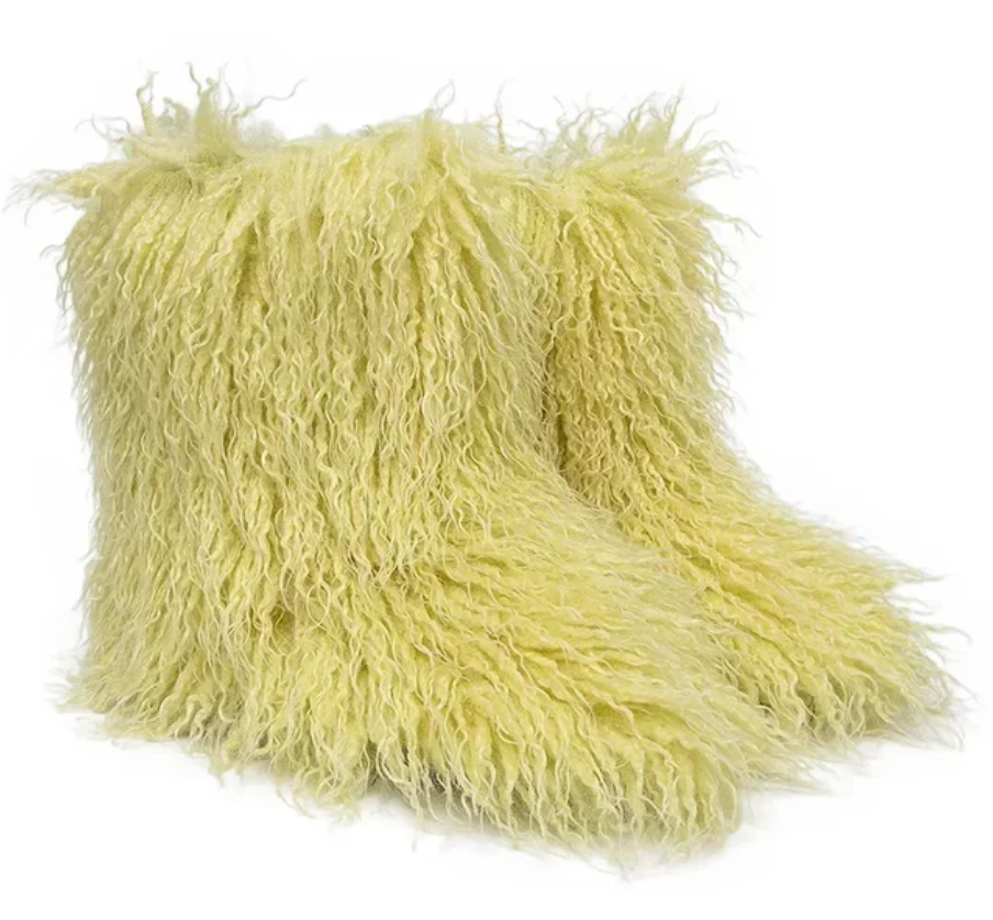 Woman Fur Boots Fluffy Faux Teddy Bear Plush Ladies Boots
