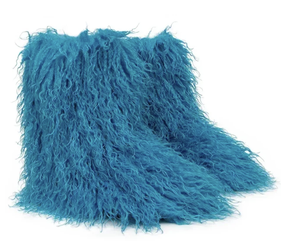 Woman Fur Boots Fluffy Faux Teddy Bear Plush Ladies Boots