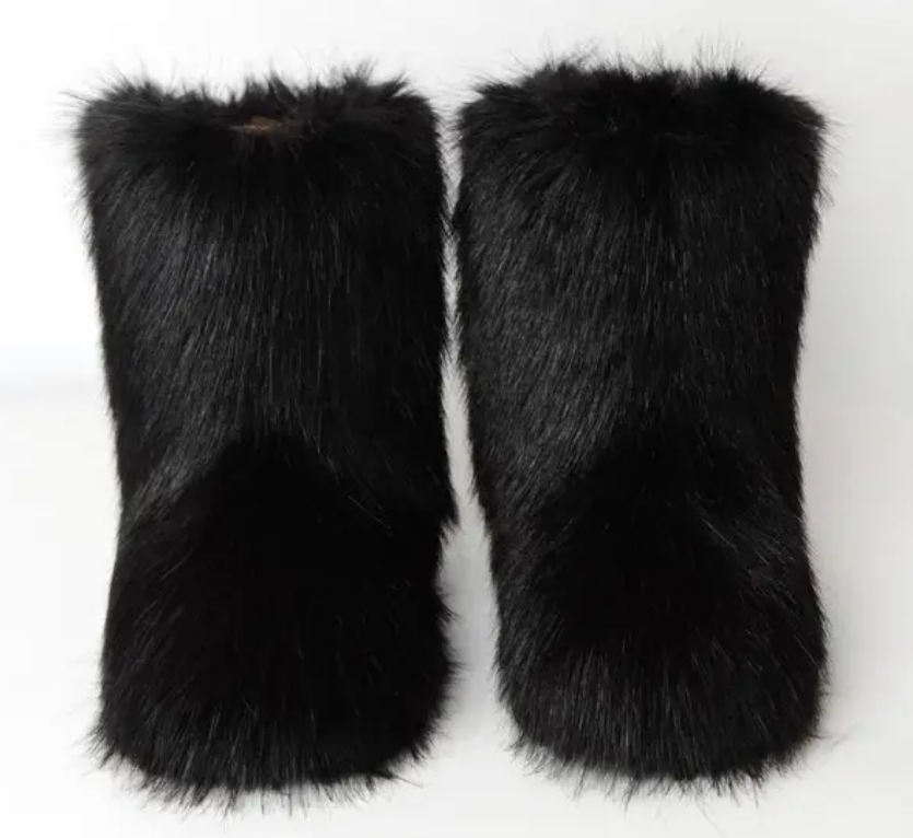 Fluffy Faux Fox Fur Boots For women Winter Women Shoes Fashion Footwear