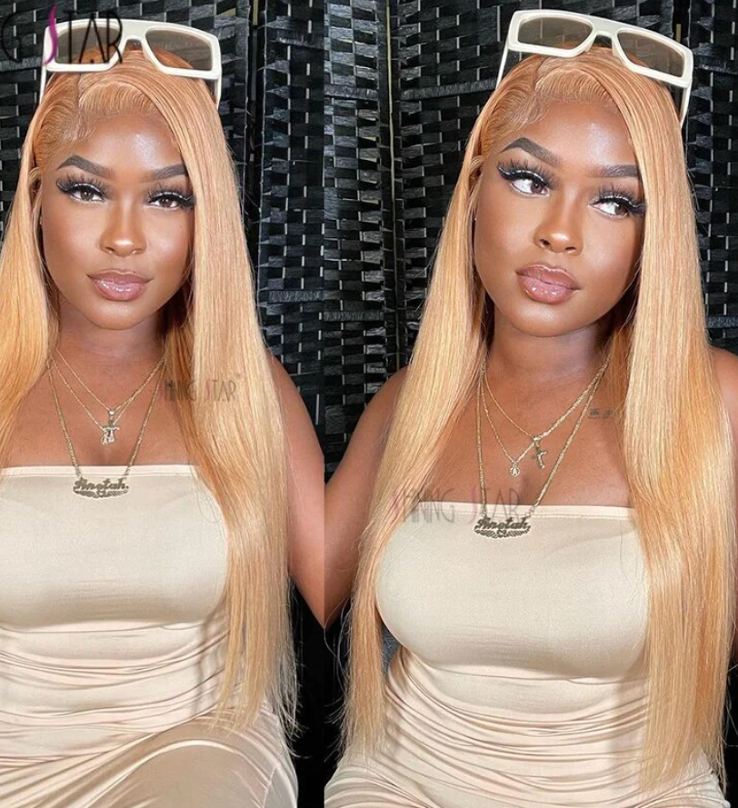 Honey Blond #27 13x4 180% Density Closure Human Hair Lace Front For Woman Pre Plucked Human Hair wig