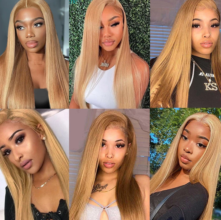 Honey Blond #27 13x4 180% Density Closure Human Hair Lace Front For Woman Pre Plucked Human Hair wig